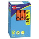 Avery® HI-LITER Desk-Style Highlighters, Fluorescent Orange Ink, Chisel Tip, Orange/Black Barrel, Dozen (AVE24050) 1 Dozen