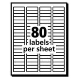 Avery® EcoFriendly Mailing Labels, Inkjet/Laser Printers, 0.5 x 1.75, White, 80/Sheet, 100 Sheets/Pack (AVE48467) Box of 8000