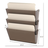 deflecto® Unbreakable DocuPocket Wall File, 3 Sections, Letter Size, 14.5" x 3" x 6.5", Smoke, 3/Pack (DEF63602RT) Set of 3