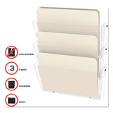 deflecto® Unbreakable DocuPocket Wall File, 3 Sections, Letter Size, 14.5" x 3" x 6.5", Clear, 3/Pack (DEF63601RT) Pack of 3