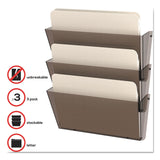 deflecto® Unbreakable DocuPocket Wall File, 3 Sections, Letter Size, 14.5" x 3" x 6.5", Clear, 3/Pack (DEF63601RT) Pack of 3