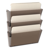 deflecto® Unbreakable DocuPocket Wall File, 3 Sections, Letter Size, 14.5" x 3" x 6.5", Smoke, 3/Pack (DEF63602RT) Set of 3