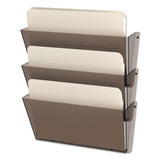 deflecto® Unbreakable DocuPocket Wall File, 3 Sections, Letter Size, 14.5" x 3" x 6.5", Smoke, 3/Pack (DEF63602RT) Set of 3