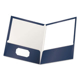 Oxford™ High Gloss Laminated Paperboard Folder, 100-Sheet Capacity, 11 x 8.5, Navy, 25/Box (OXF51743) 1 Pack of 25