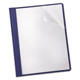 Oxford™ Clear Front Linen Report Cover, Three-Prong Fastener, 0.5" Capacity, 8.5 x 11, Clear/Navy, 25/Box (OXF53343) 1 Pack of 25
