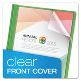 Oxford™ Clear Front Standard Grade Report Cover, Three-Prong Fastener, 0.5" Capacity, 8.5 x 11, Clear/Green, 25/Box (OXF55807) 1 Pack of 25