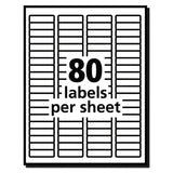 Avery® White Address Labels w/ Sure Feed Technology for Laser Printers, Laser Printers, 0.5 x 1.75, White, 80/Sheet, 250 Sheets/Box (AVE5967) Box of 20000