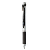 Pentel® EnerGel RTX Gel Pen, Retractable, Medium 0.7 mm, Black Ink, Black/Silver Barrel, Dozen (PENBL77PC12A1) 1 Dozen