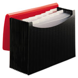 Smead™ 12-Pocket Poly Expanding File, 0.88" Expansion, 12 Sections, Cord/Hook Closure, 1/6-Cut Tabs, Letter Size, Black/Red (SMD70866) Each