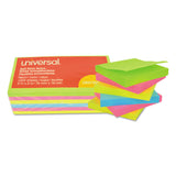 Universal® Self-Stick Note Pads, 3" x 3", Assorted Neon Colors, 100 Sheets/Pad, 12 Pads/Pack (UNV35612) Pack of 12