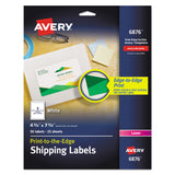 Avery® Vibrant Laser Color-Print Labels w/ Sure Feed, 4.75 x 7.75, White, 50/Pack (AVE6876) Pack of 50