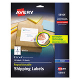 Avery® Repositionable Shipping Labels w/SureFeed, Inkjet, 3.33 x 4, White, 150/Box (AVE58164) Pack of 50