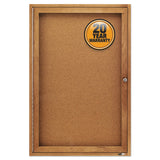 Quartet® Enclosed Indoor Cork Bulletin Board with One Hinged Door, 24 x 36, Tan Surface, Oak Fiberboard Frame (QRT363) Each