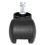 Alera® Dual Wheel Hooded Casters, Grip Ring Type B Stem, 1.5" Hard Nylon Wheel, Matte Black, 5/Set (ALECASTERHT1) Pack of 5