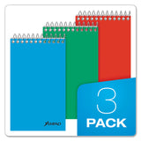Ampad® Memo Pads, Narrow Rule, Assorted Cover Colors, 60 White 3 x 5 Sheets, 3/Pack (TOP45093) Pack of 3
