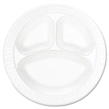 Dart® Concorde Foam Plate, 3-Compartment, 10.25" dia, White, 125/Pack, 4 Packs/Carton (DCC10CPWCR) Case of 500