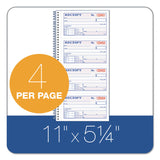 Adams® 2-Part Receipt Book, Two-Part Carbonless, 4.75 x 2.75, 4 Forms/Sheet, 200 Forms Total (ABFSC1152) Each