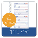 Adams® TOPS Money/Rent Receipt Book, Two-Part Carbon, 7 x 2.75, 4 Forms/Sheet, 200 Forms Total (ABFSC1182) Each