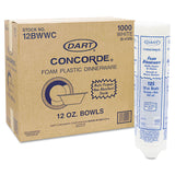 Dart® Concorde Foam Bowl, 10, 12 oz, White, 125/Pack, 8 Packs/Carton (DCC12BWWCR) Case of 1000