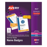 Avery® Lanyard-Style Badge Holder w/Laser/Inkjet Inserts, Top Load, 4.25 x 6, WE, 75/PK (AVE8521) Pack of 75