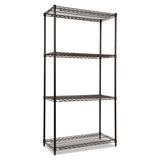 Alera® NSF Certified Industrial Four-Shelf Wire Shelving Kit, 36w x 18d x 72h, Black (ALESW503618BL) Each