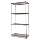 Alera® NSF Certified Industrial Four-Shelf Wire Shelving Kit, 36w x 18d x 72h, Black (ALESW503618BL) Each
