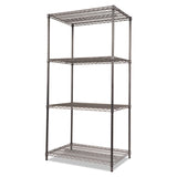Alera® Wire Shelving Starter Kit, Four-Shelf, 36w x 24d x 72h, Black Anthracite (ALESW503624BA) Each