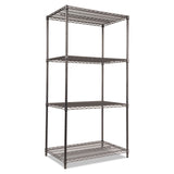 Alera® Wire Shelving Starter Kit, Four-Shelf, 36w x 24d x 72h, Black Anthracite (ALESW503624BA) Each