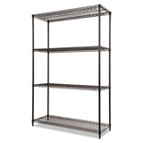 Alera® NSF Certified Industrial Four-Shelf Wire Shelving Kit, 48w x 18d x 72h, Black (ALESW504818BL) Each