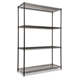 Alera® NSF Certified Industrial Four-Shelf Wire Shelving Kit, 48w x 18d x 72h, Black (ALESW504818BL) Each