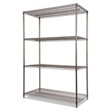 Alera® Wire Shelving Starter Kit, Four-Shelf, 48w x 24d x 72h, Black Anthracite (ALESW504824BA) Each