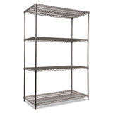 Alera® Wire Shelving Starter Kit, Four-Shelf, 48w x 24d x 72h, Black Anthracite (ALESW504824BA) Each