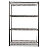 Alera® NSF Certified Industrial Four-Shelf Wire Shelving Kit, 48w x 24d x 72h, Black (ALESW504824BL) Each