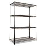 Alera® NSF Certified Industrial Four-Shelf Wire Shelving Kit, 48w x 24d x 72h, Black (ALESW504824BL) Each