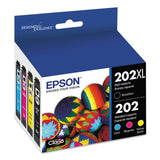 Epson® T202XL-BCS (202XL) Claria High-Yield Ink, 550/165 Page-Yield, Cyan/Magenta/Yellow (EPST202XLBCS) Pack of 4