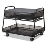 Safco® Onyx Under Desk Machine Stand, Metal, 1 Shelf, 1 Drawer, 1 Bin, 100 lb Capacity, 21" x 16" x 17.5", Black (SAF5208BL) Each