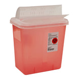 SharpSafety™ Sharps Container Translucent Red Base 10 H X 10-1/2 W X 7-1/4 D Inch Horizontal Entry 2 Gallon (191568_CS) 20/CS