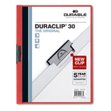 Durable® DuraClip Report Cover, Clip Fastener, 8.5 x 11 , Clear/Red, 25/Box (DBL220303) Box of 25