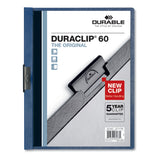 Durable® DuraClip Report Cover, Clip Fastener, 8.5 x 11, Clear/Dark Blue, 25/Box (DBL221407) Box of 25