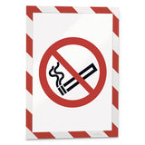 Durable® DURAFRAME Security Magnetic Sign Holder, 8.5 x 11, Red/White Frame, 2/Pack (DBL4772132) Pack of 2