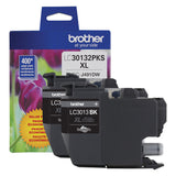 Brother LC30132PKS High-Yield Ink, 400 Page-Yield, Black, 2/Pack (BRTLC30132PKS) Pack of 2