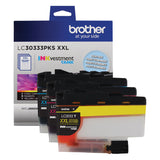 Brother LC30333PKS INKvestment Super High-Yield Ink, 1,500 Page-Yield, Cyan/Magenta/Yellow (BRTLC30333PKS) Pack of 3