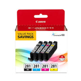 Canon® 2091C005 (CLI-281) Ink, Black/Cyan/Magenta/Yellow (CNM2091C005) Pack of 4