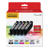 Canon® 2091C006 (CLI-281) ChromaLife100 Ink/Paper Combo, Black/Blue/Cyan/Magenta/Yellow (CNM2091C006) Each