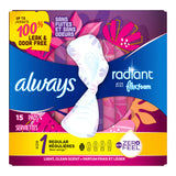 Always® Radiant with FlexFoam Feminine Pad With Wings Regular Absorbency (1231750_BX) 15/BX