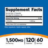 nutricost® Dietary Supplement L-Citrulline 1,500 mg Strength Capsule 120 Per Bottle (1270269_BT) 1/BT