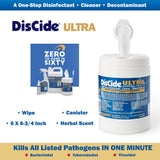 DisCide® Ultra Surface Disinfectant Cleaner Premoistened Quaternary Based Manual Pull Wipe 160 Count Canister Herbal Scent NonSterile (1159346_CN) 160/CN