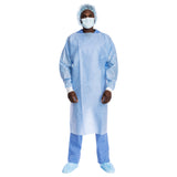 Halyard Protective Procedure Gown One Size Fits Most Blue NonSterile Not Rated Disposable (691480_CS) 100/CS