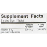 Geri-Care® Vitamin Supplement Vitamin B12 500 mcg Strength Tablet 100 per Bottle (1108646_BT) 1/BT