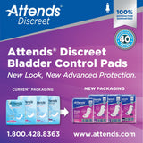 Attends® Discreet Bladder Control Pad 14-1/2 Inch Length Moderate Absorbency Polymer Core One Size Fits Most (1039116_CS) 200/CS